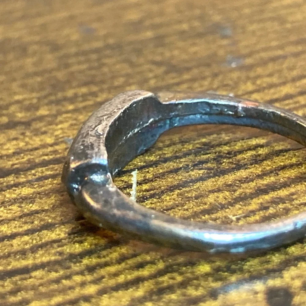 Brutalist Handcrafted Modernist Bar Ring Silver Tone Textured Artisan Size 6.5